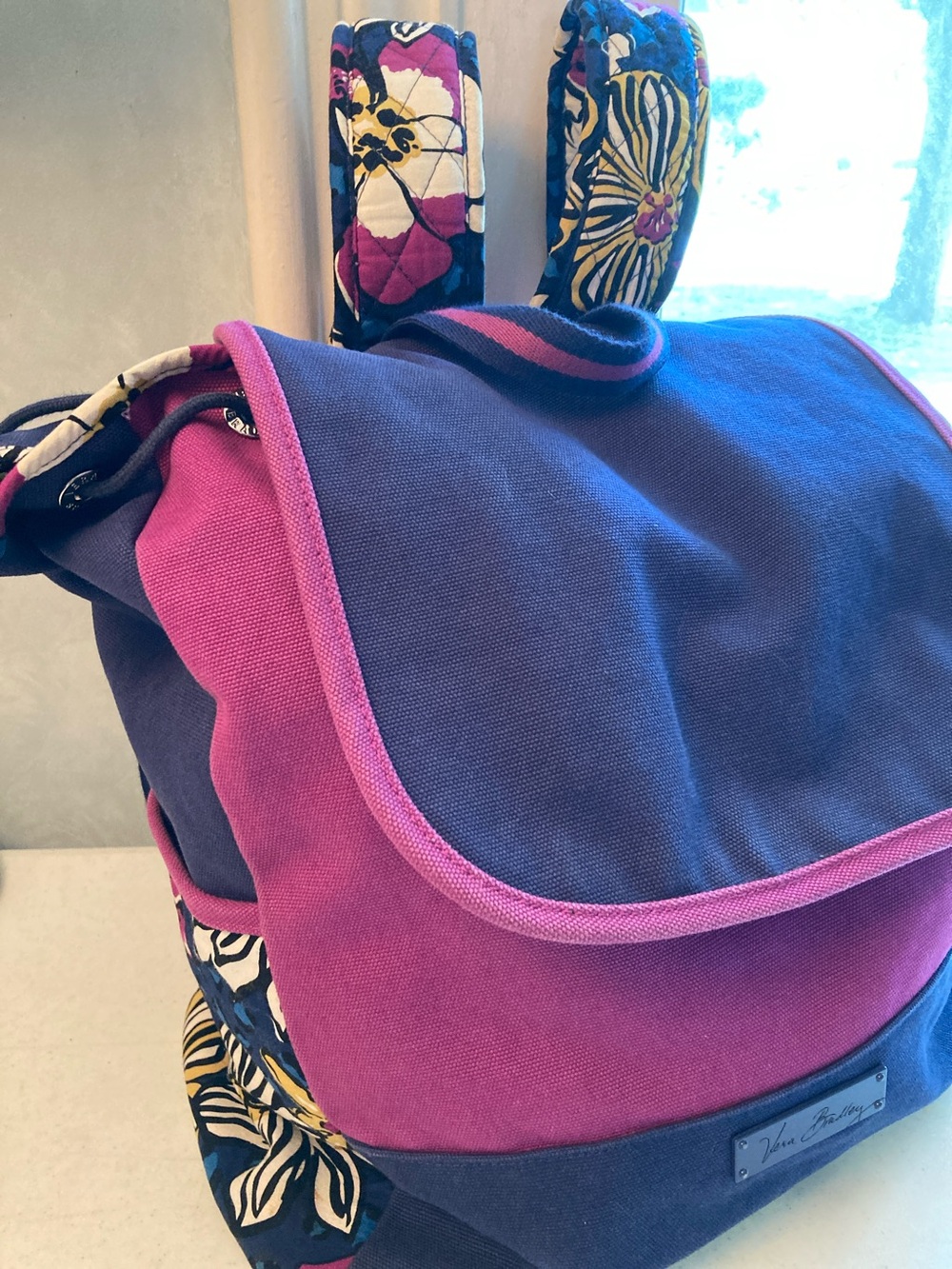Vera Bradley Large Floral Canvas & Quilted Backpack - Picture 3 of 12